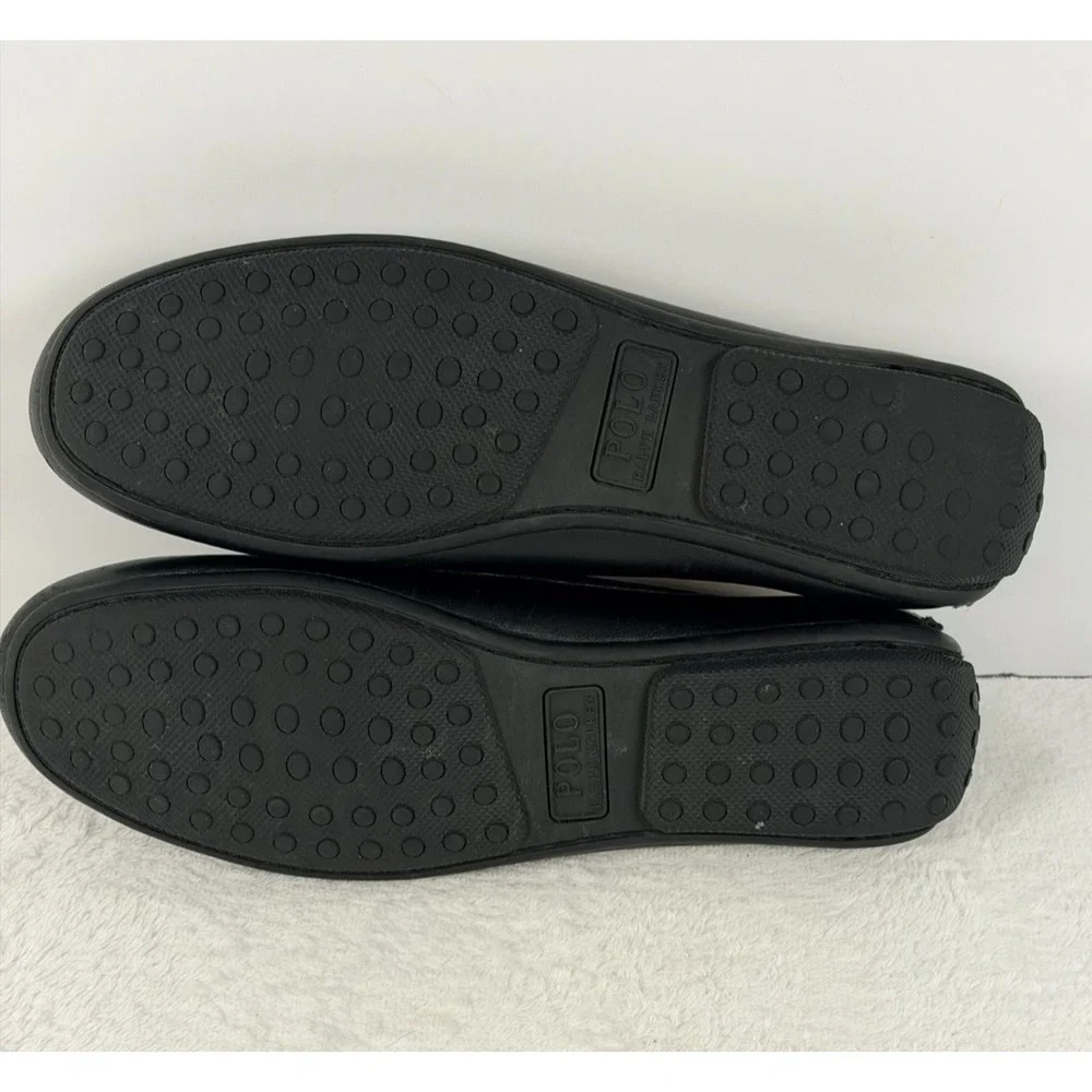 Polo Ralph Lauren Redden Men's Black Leather Driving Loafers Moc Toe 9.5D